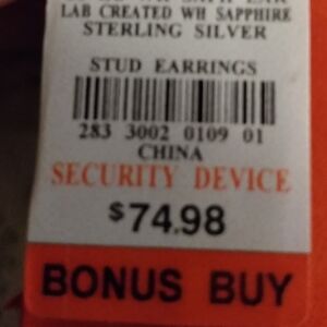 New Lab Created White Sapphire Sterling Silver Stud Earrings in Gift box